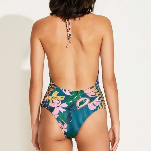 Vitamin A Bianca One Piece - Painted Jungle EcoRib BT S NWT - Picture 2 of 7